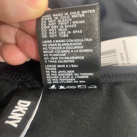 DKNY Womens Black One-Piece Swimsuit XL 4-Way Stretch UPF Front Shirring Adjusta - Picture 5 of 14